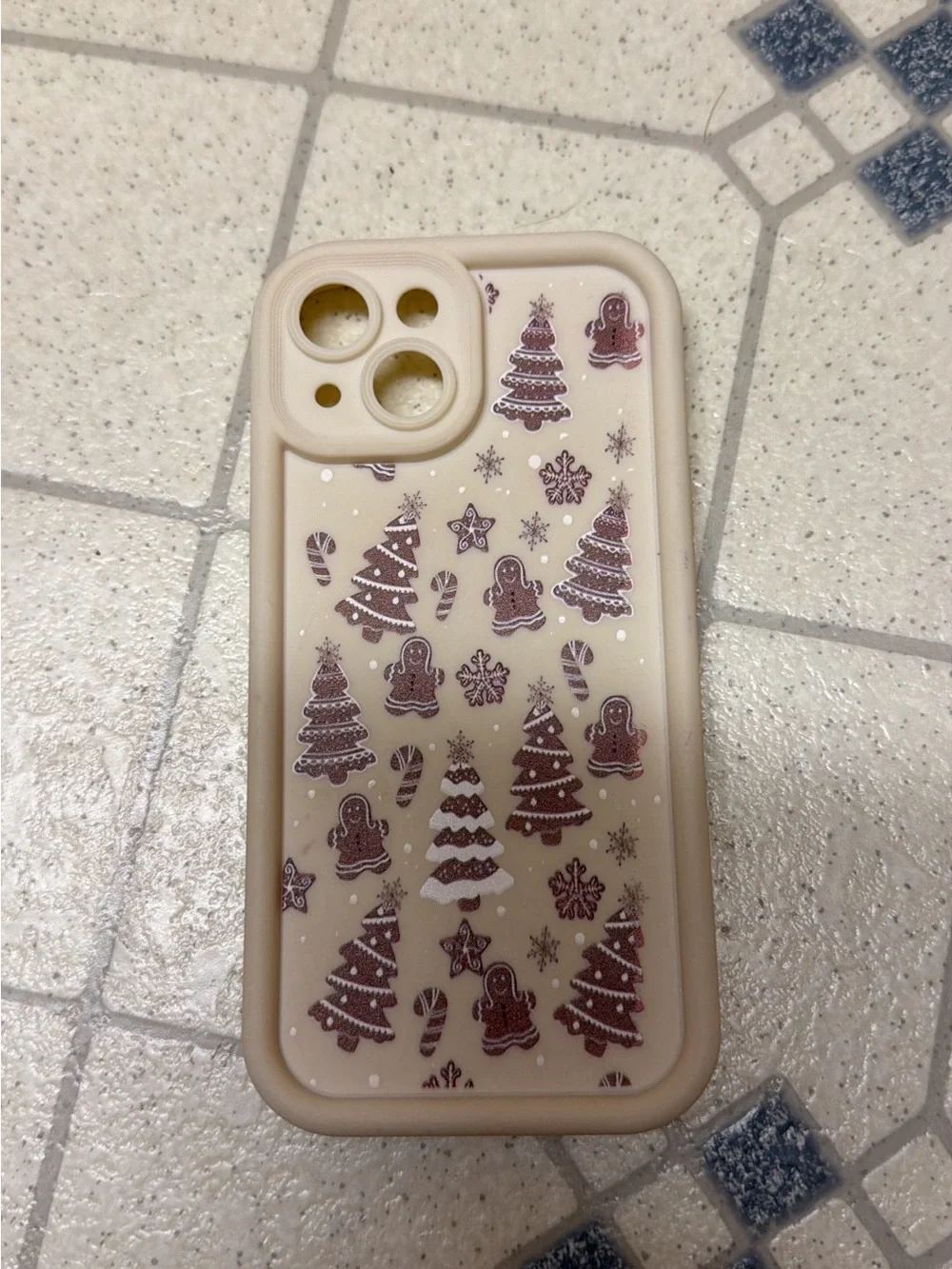 Beige Holiday Gingerbread Pattern Phone Case - Compatible Cell Phone iPhone 15